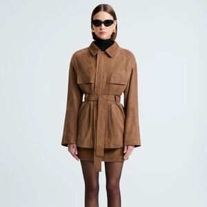 NOUR HAMMOUR Zachary Suede Belted Jacket - Size: 8 (MORE PHOTOS UPON REQUEST)
